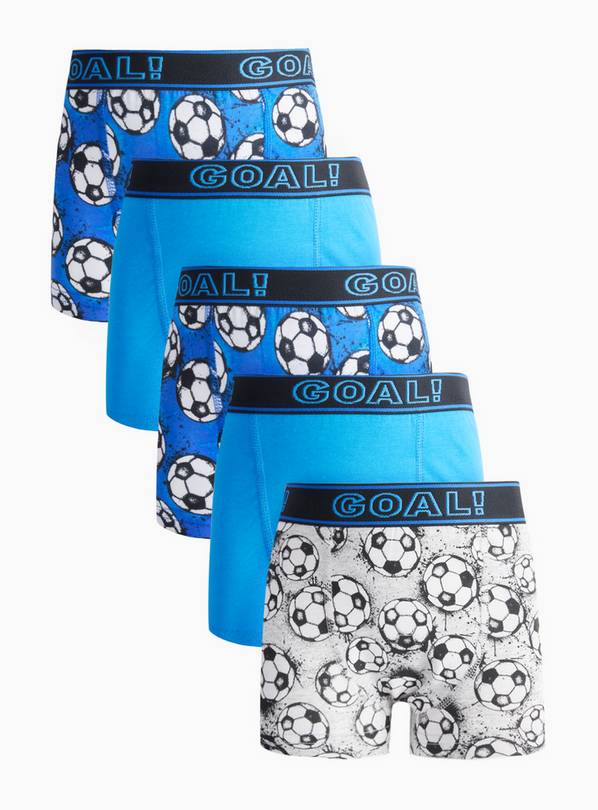 Football-Themed Cotton Rich Trunks 5-Pack 8-9 years