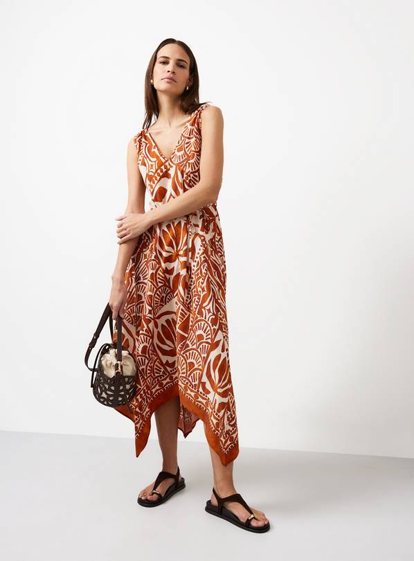 Orange Scarf Print Midaxi Cami Dress 24