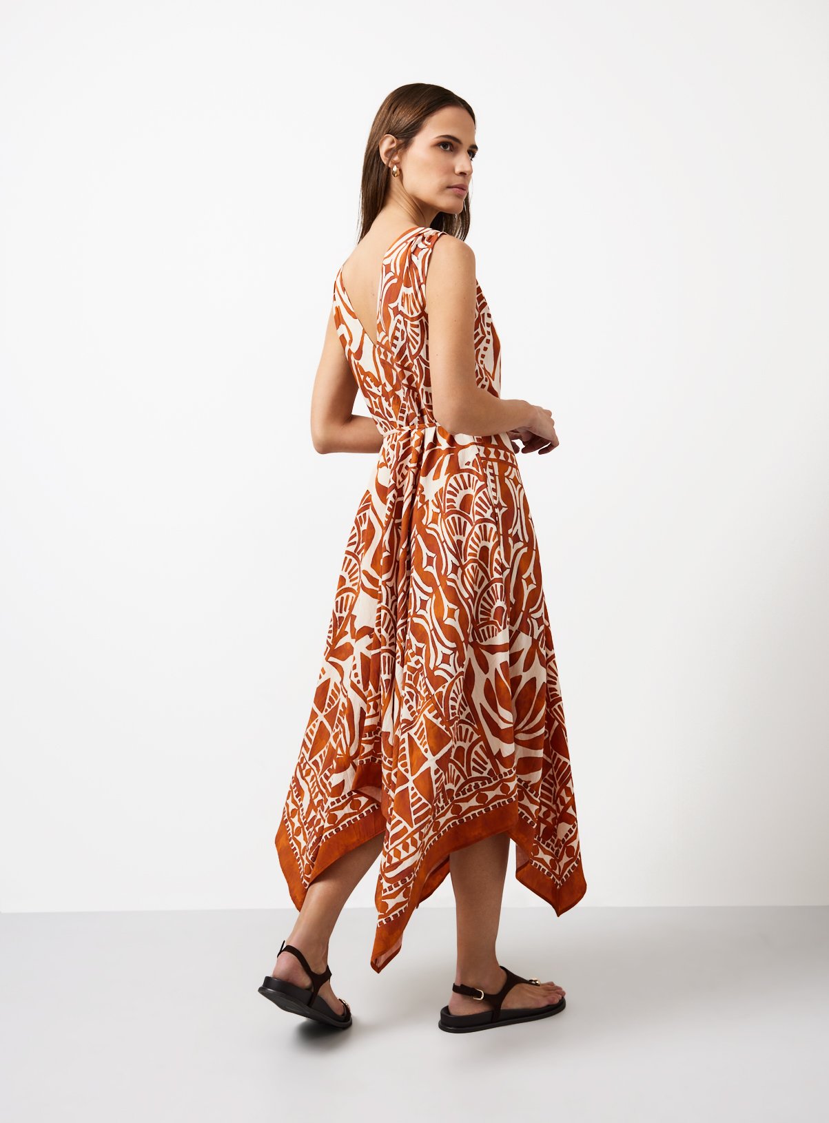 Orange Scarf Print Midaxi Cami Dress 16 - Image 4 thumbnail
