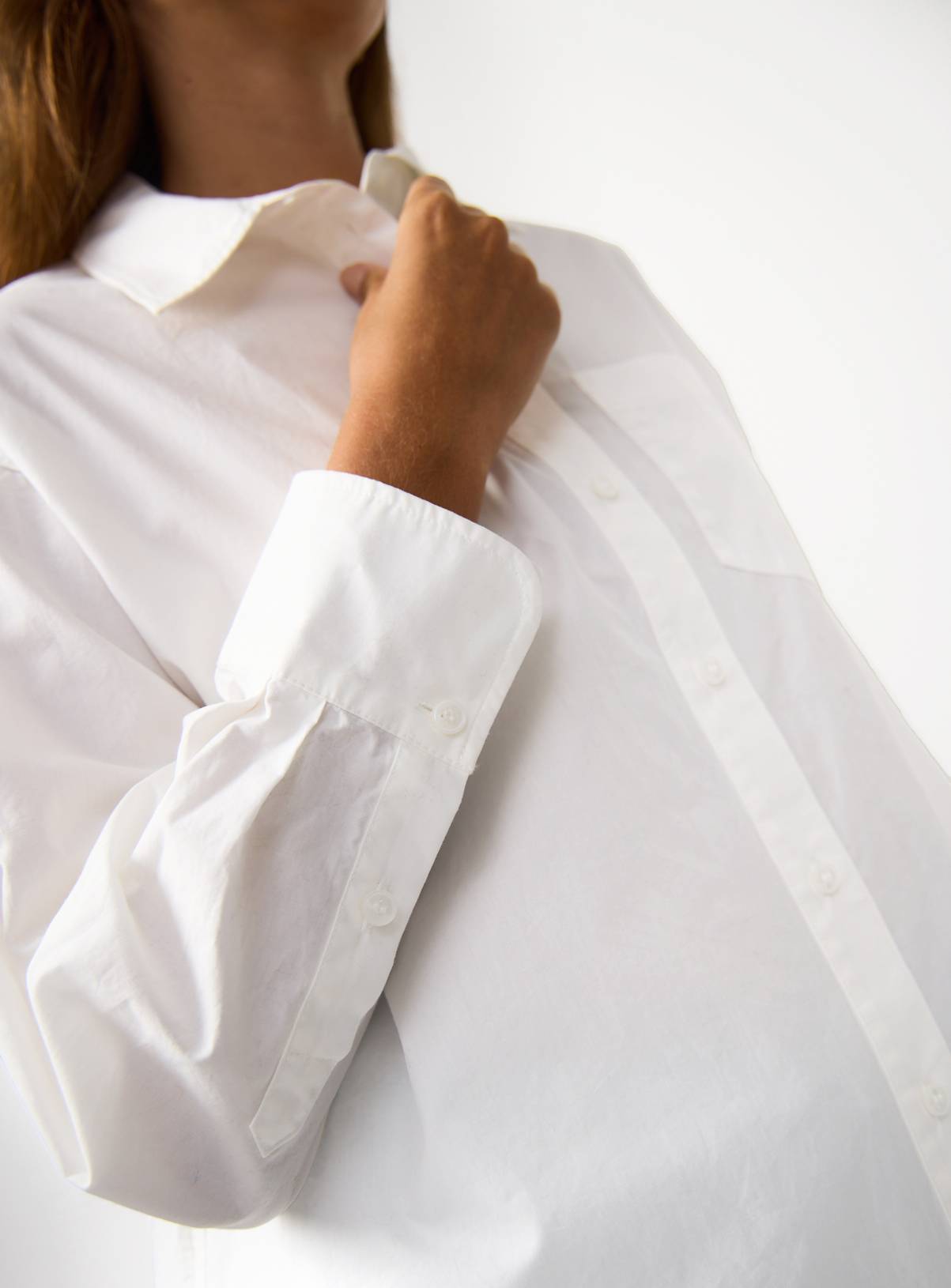 White Poplin Relaxed Fit Long Sleeve Shirt 14 - Image 3