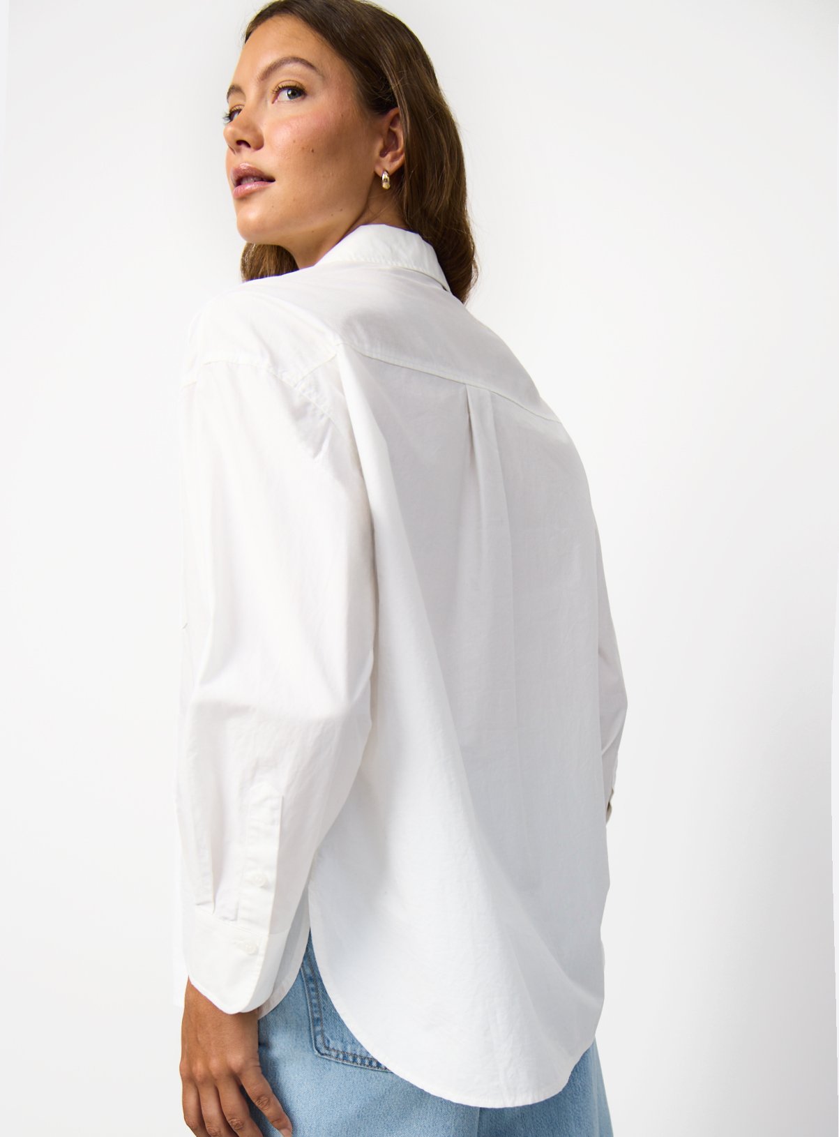 White Poplin Relaxed Fit Long Sleeve Shirt 14 - Image 4 thumbnail