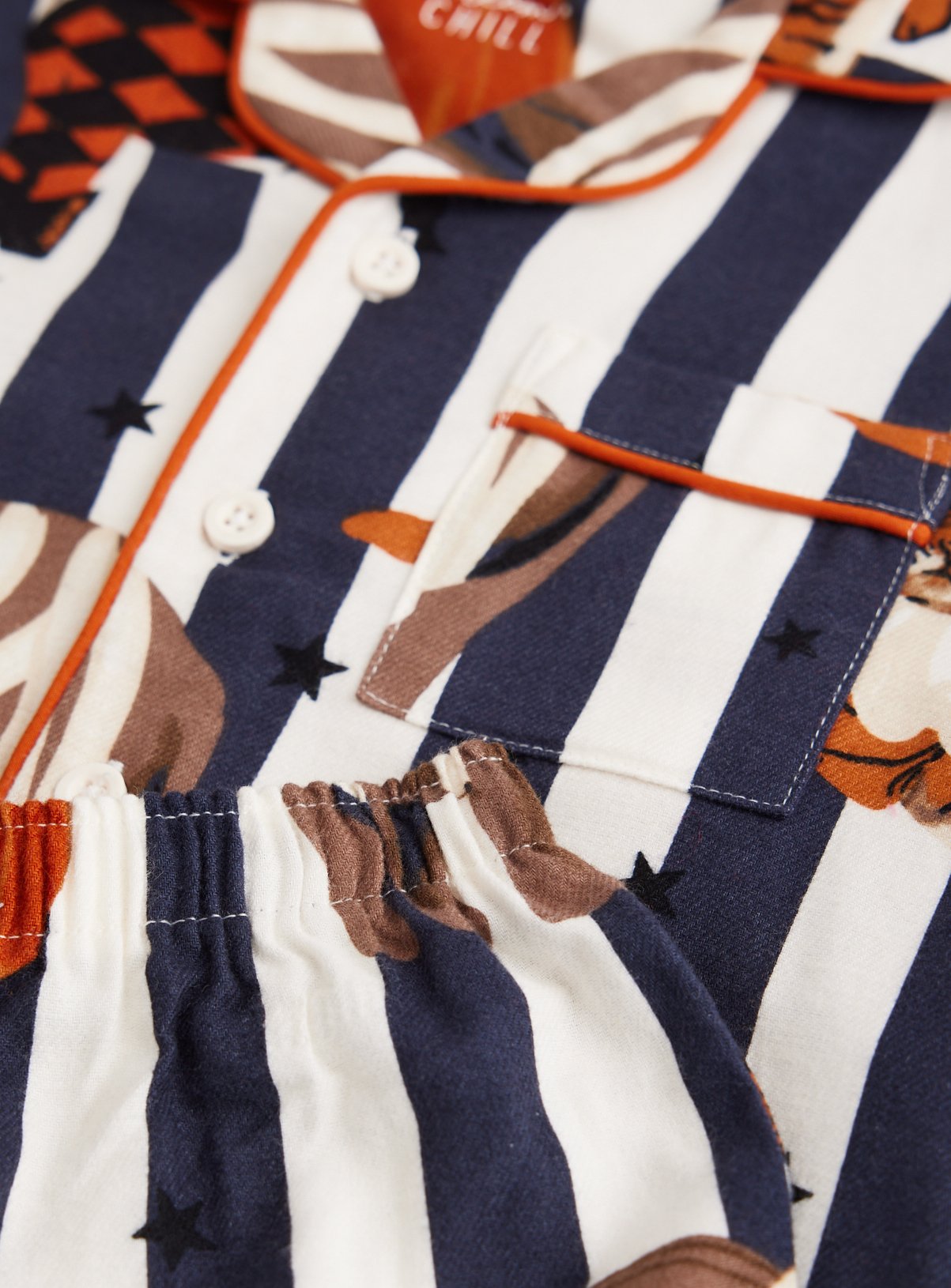 Family Matching Halloween Black Stripe Circus Print Traditional Pyjamas 10-11 years - Image 2 thumbnail