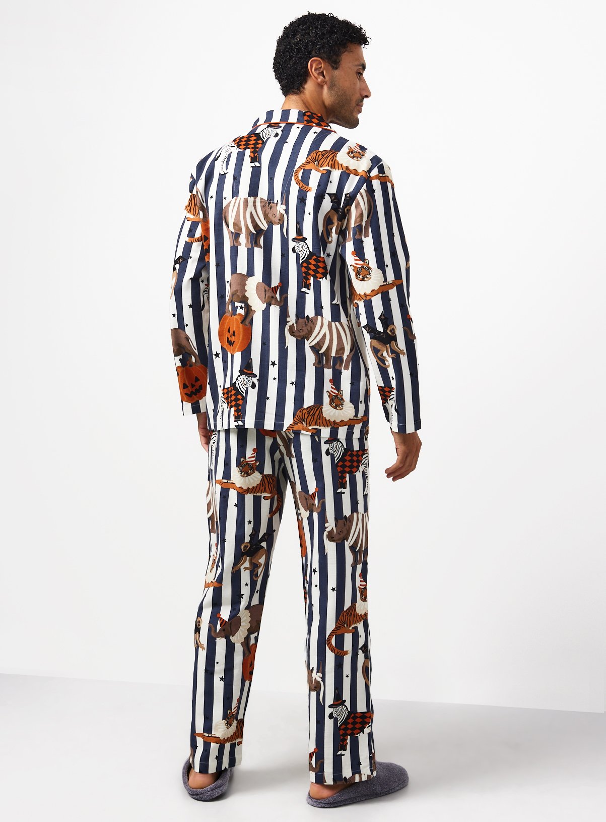Family Matching Halloween Black Stripe Circus Print Traditional Pyjamas XL - Image 4 thumbnail