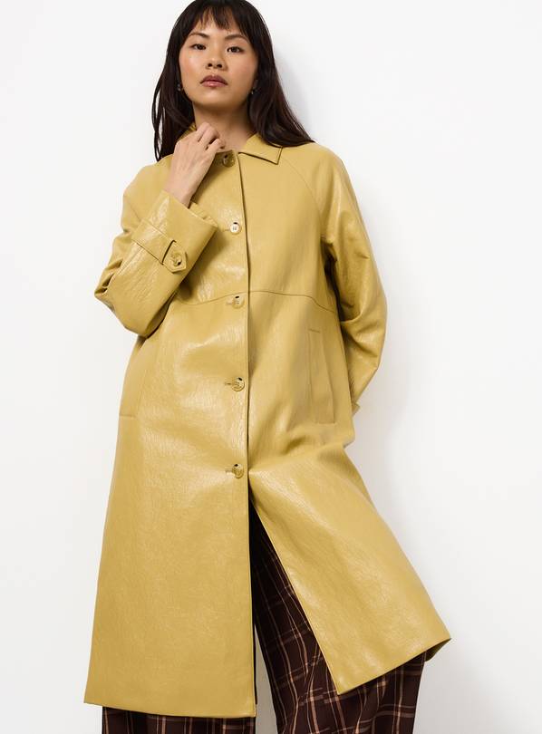Ochre Textured PU Car Coat L