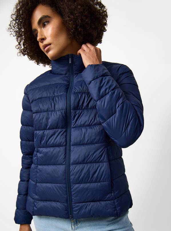 Navy Padded Funnel Neckline Puffer Jacket XS