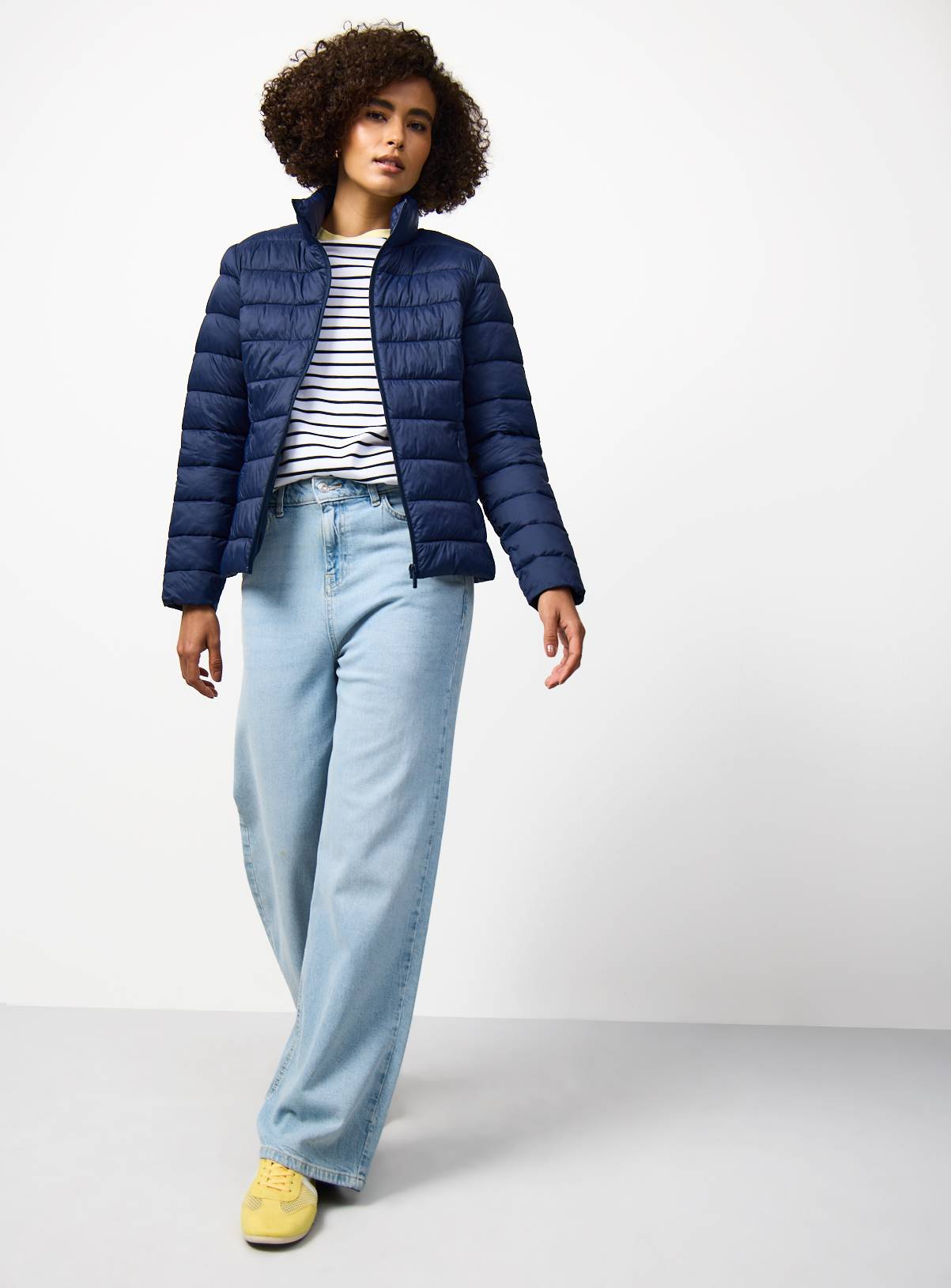Navy Padded Funnel Neckline Puffer Jacket XS - Image 2