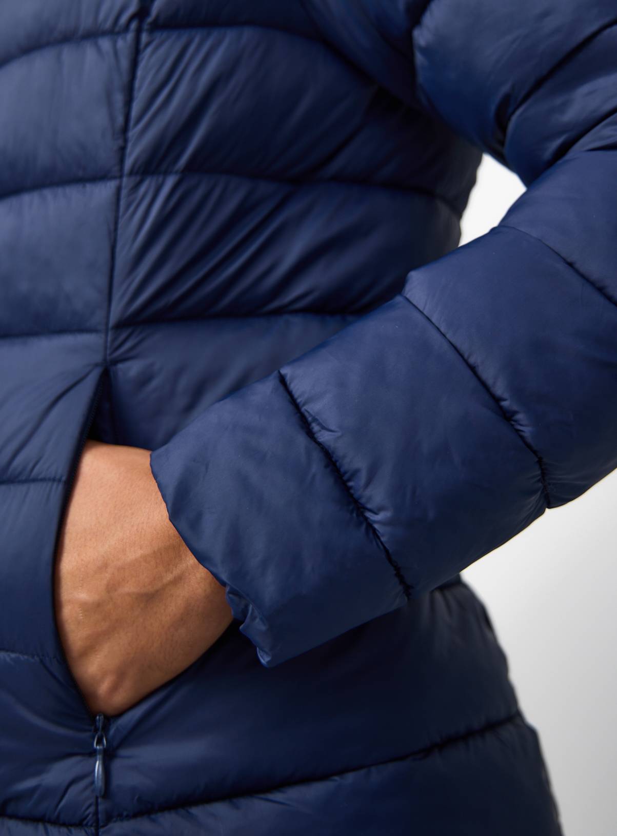 Navy Padded Funnel Neckline Puffer Jacket XS - Image 3