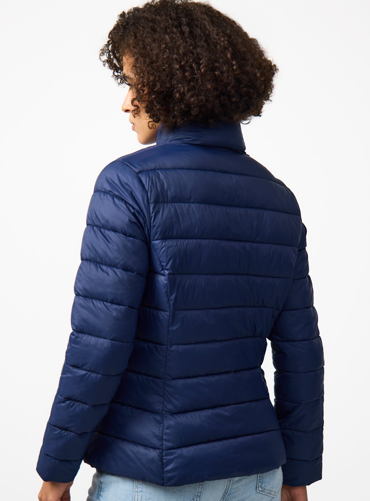 Navy Padded Funnel Neckline Puffer Jacket XS - Image 4 thumbnail