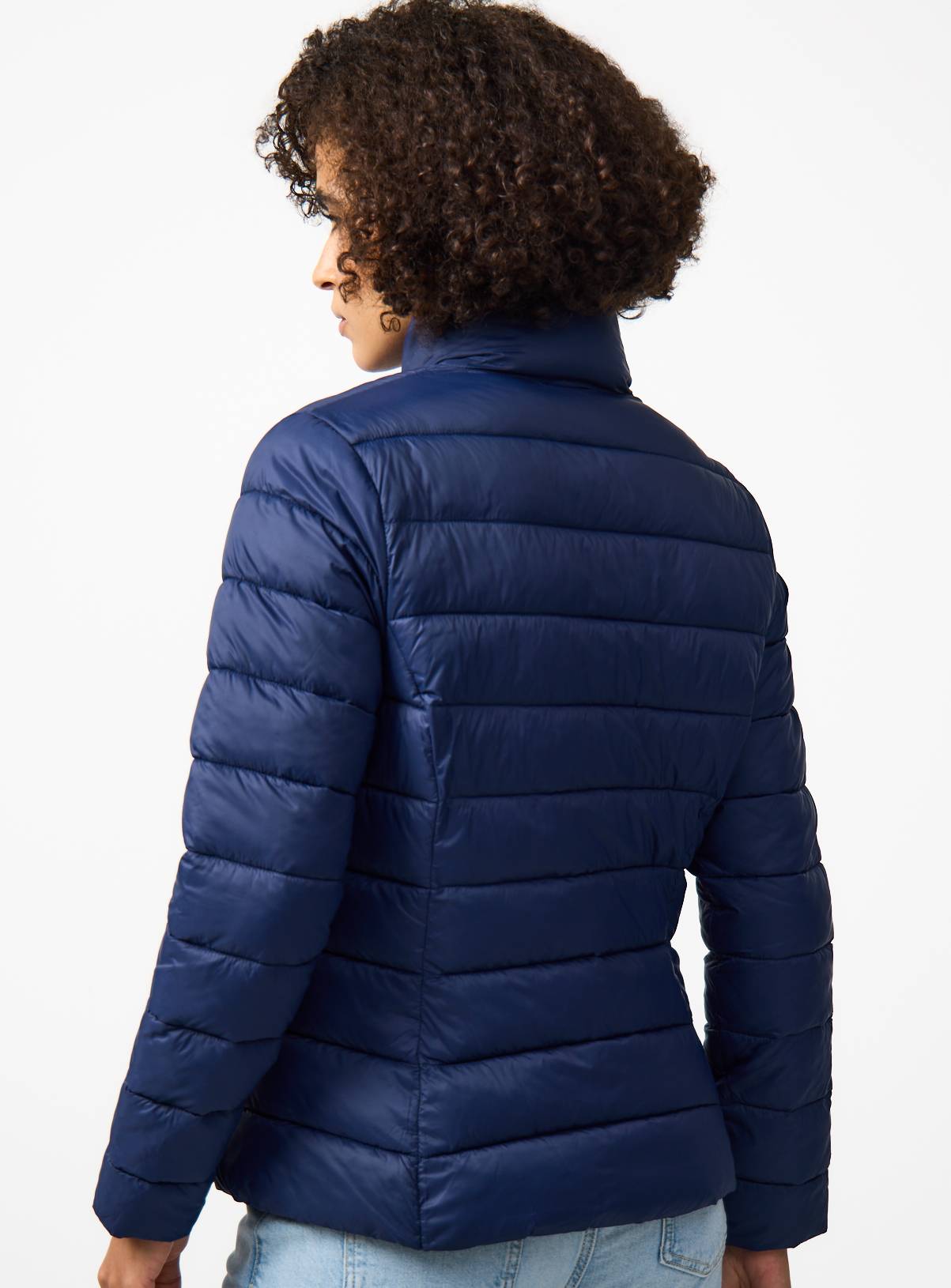 Navy Padded Funnel Neckline Puffer Jacket XS - Image 4