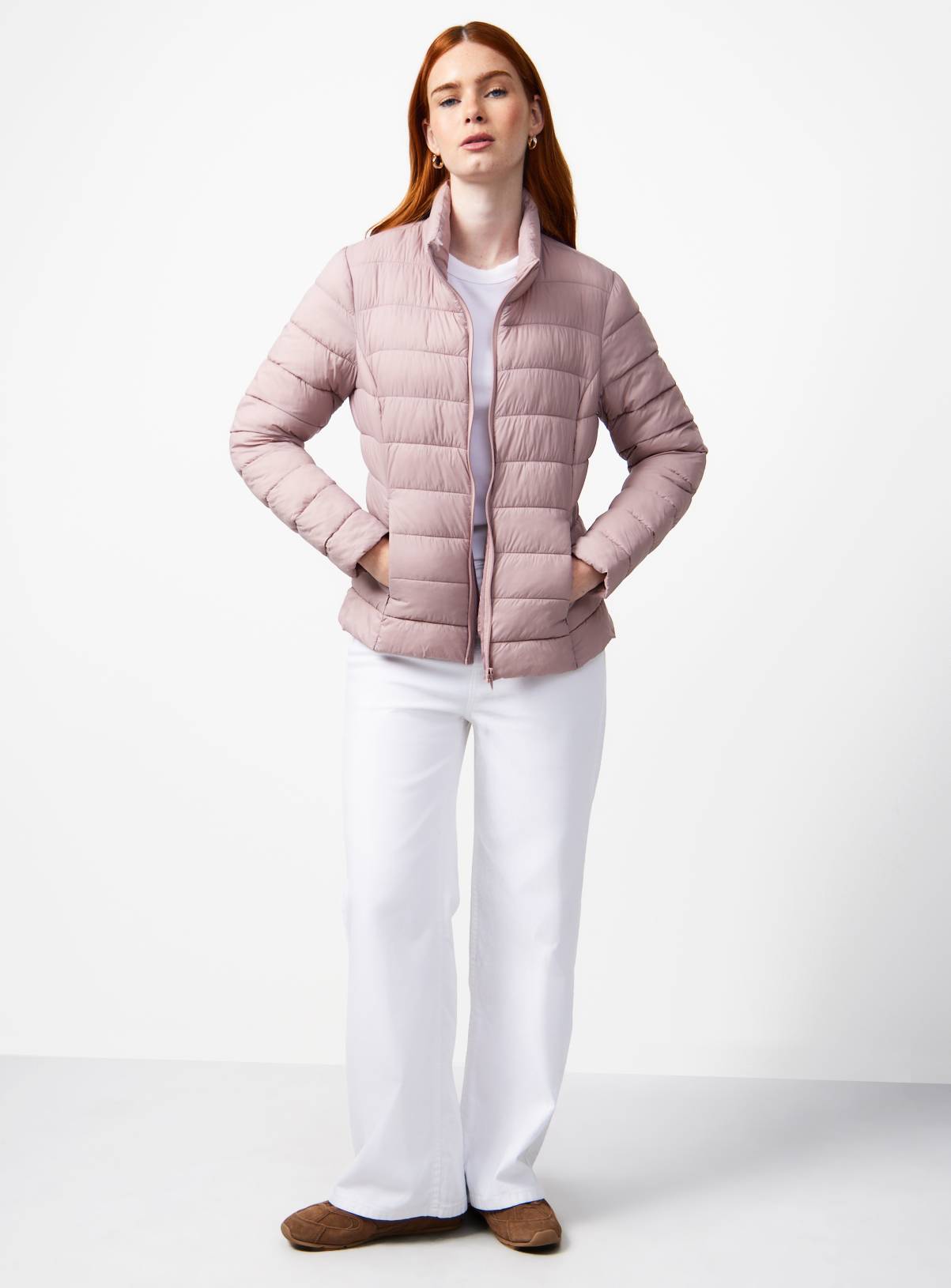 Pink Padded Funnel Neckline Puffer Jacket L - Image 2