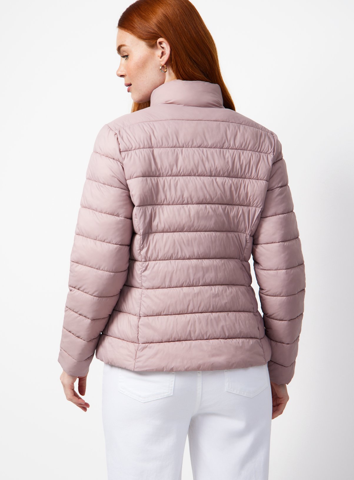 Pink Padded Funnel Neckline Puffer Jacket L - Image 4 thumbnail