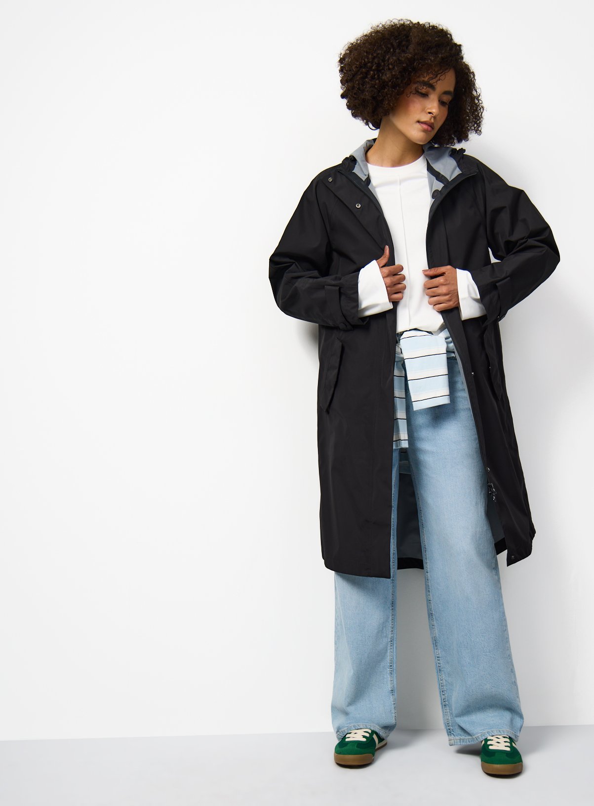 Black Waterproof Longline Hooded Raincoat XS - Image 2 thumbnail