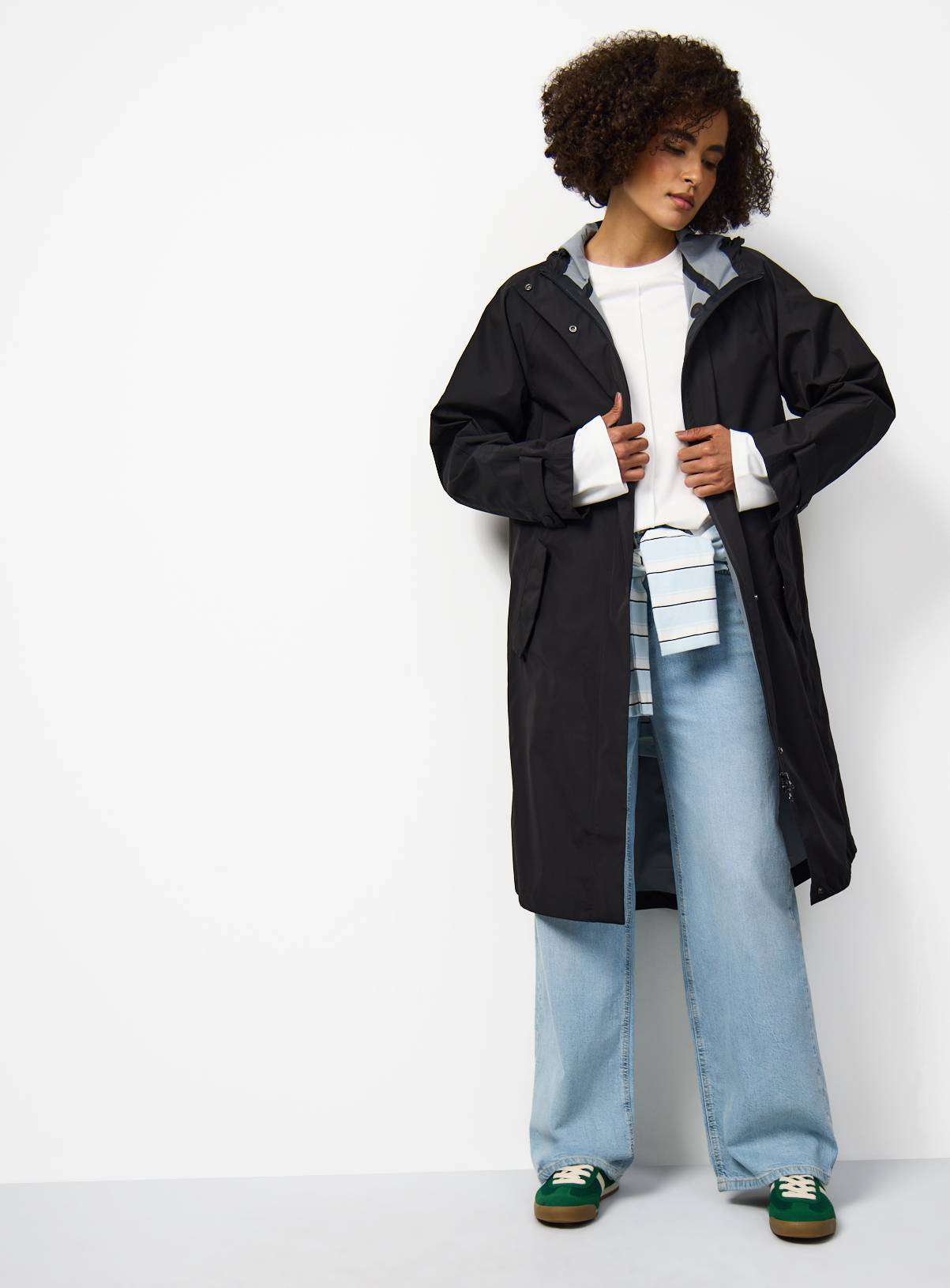 Black Waterproof Longline Hooded Raincoat XS - Image 2