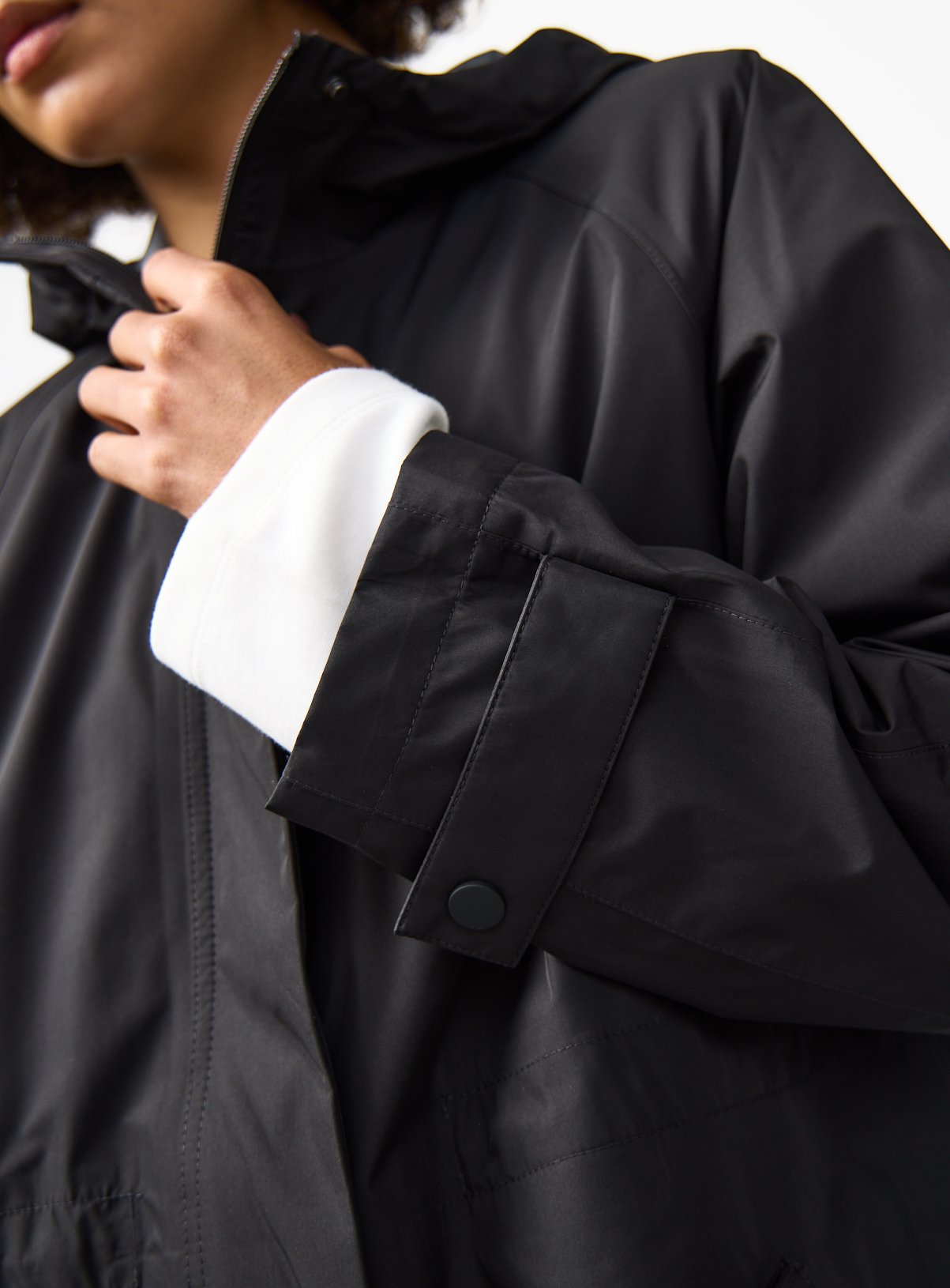 Black Waterproof Longline Hooded Raincoat XS - Image 3 thumbnail