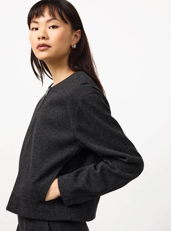  Grey Ponte Collarless Jacket 12