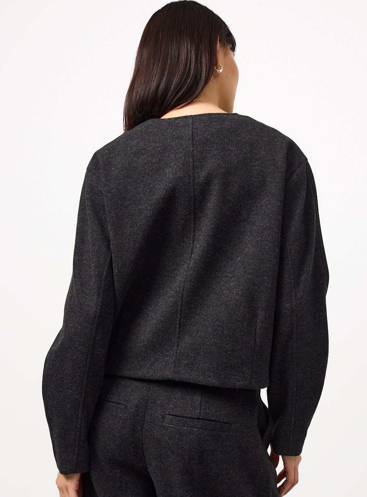  Grey Ponte Collarless Jacket 24 - Image 4 thumbnail
