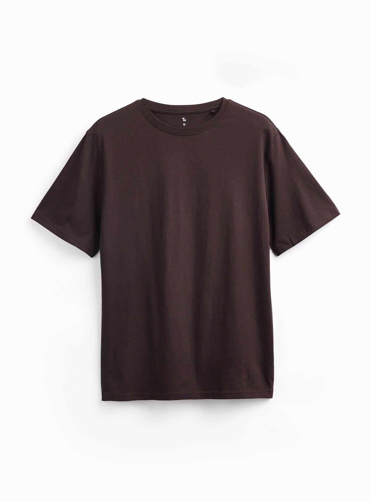 Brown Cotton Regular Fit Crew Neck T-Shirt XXL - Image 1