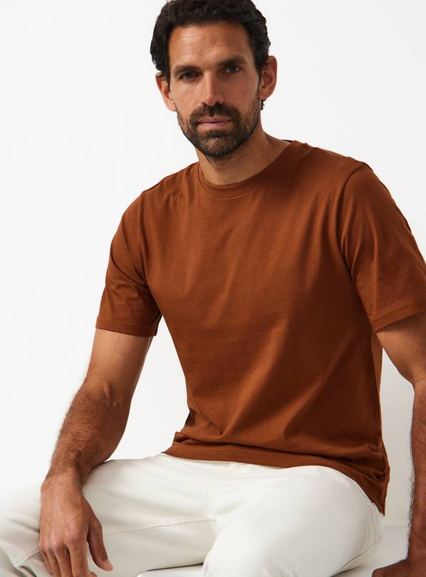 Brown Pure Cotton Regular Fit T-Shirt XXXXL