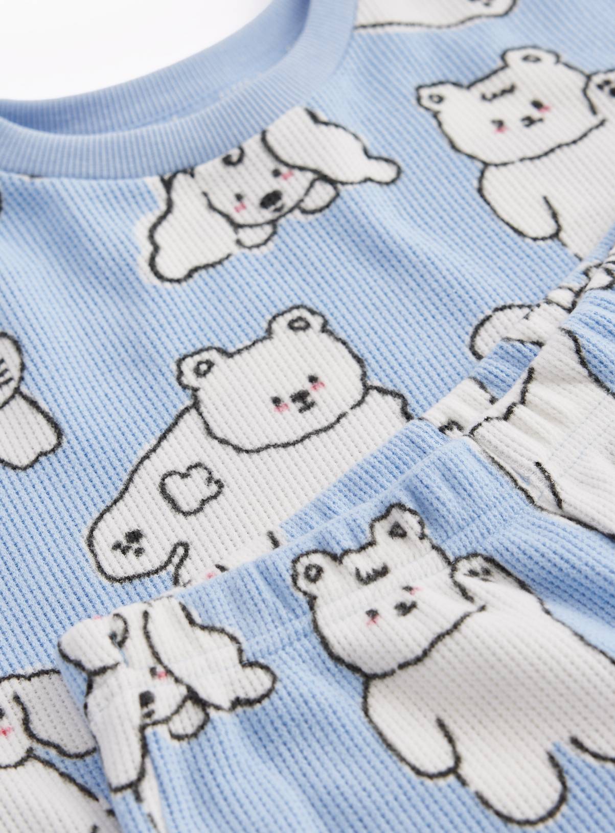 Blue Animal Print Waffle Pyjama Set 2-3 years - Image 2