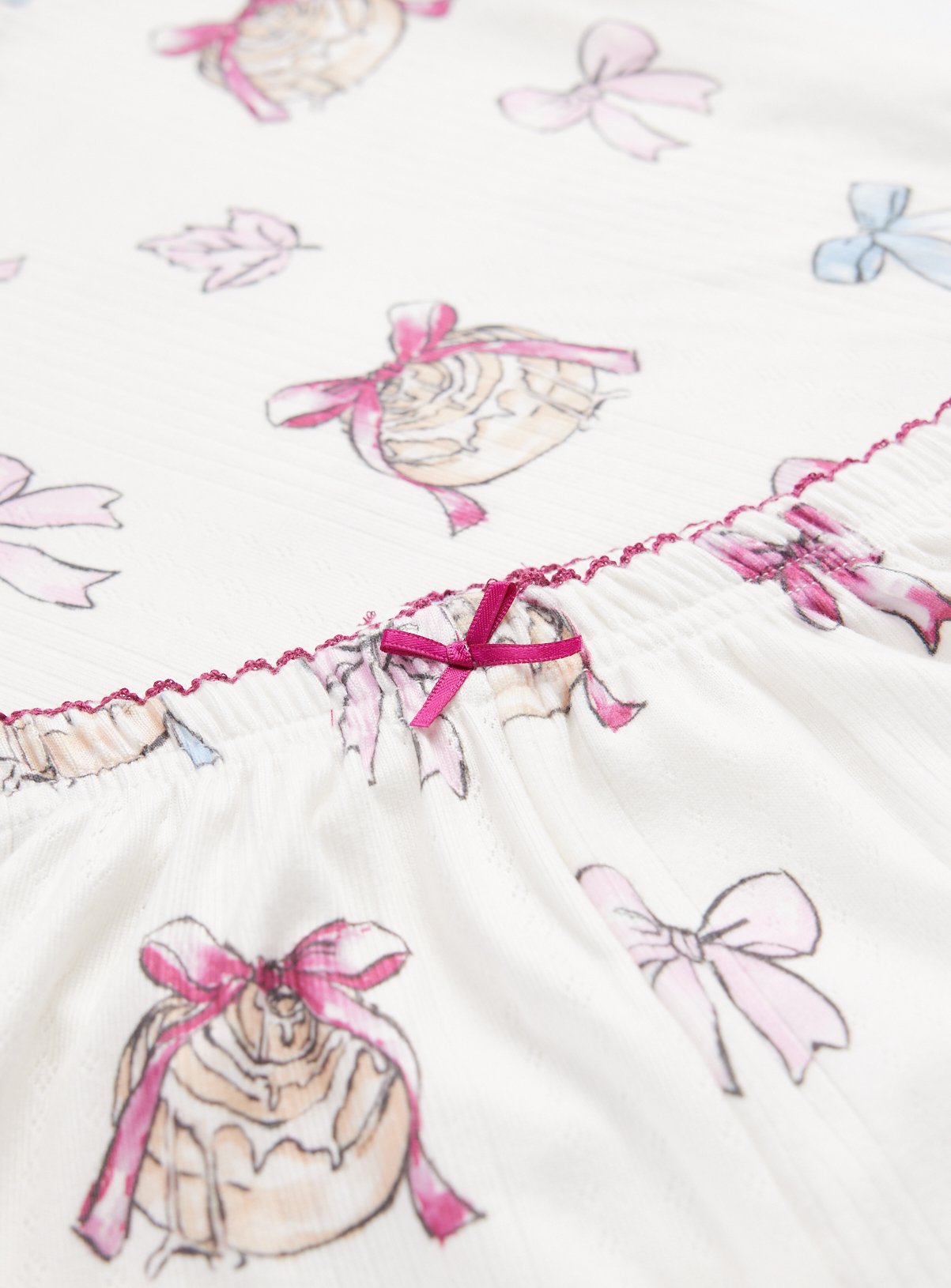 Cream Bow Pastry Pointelle Pyjamas 11-12 years - Image 2 thumbnail