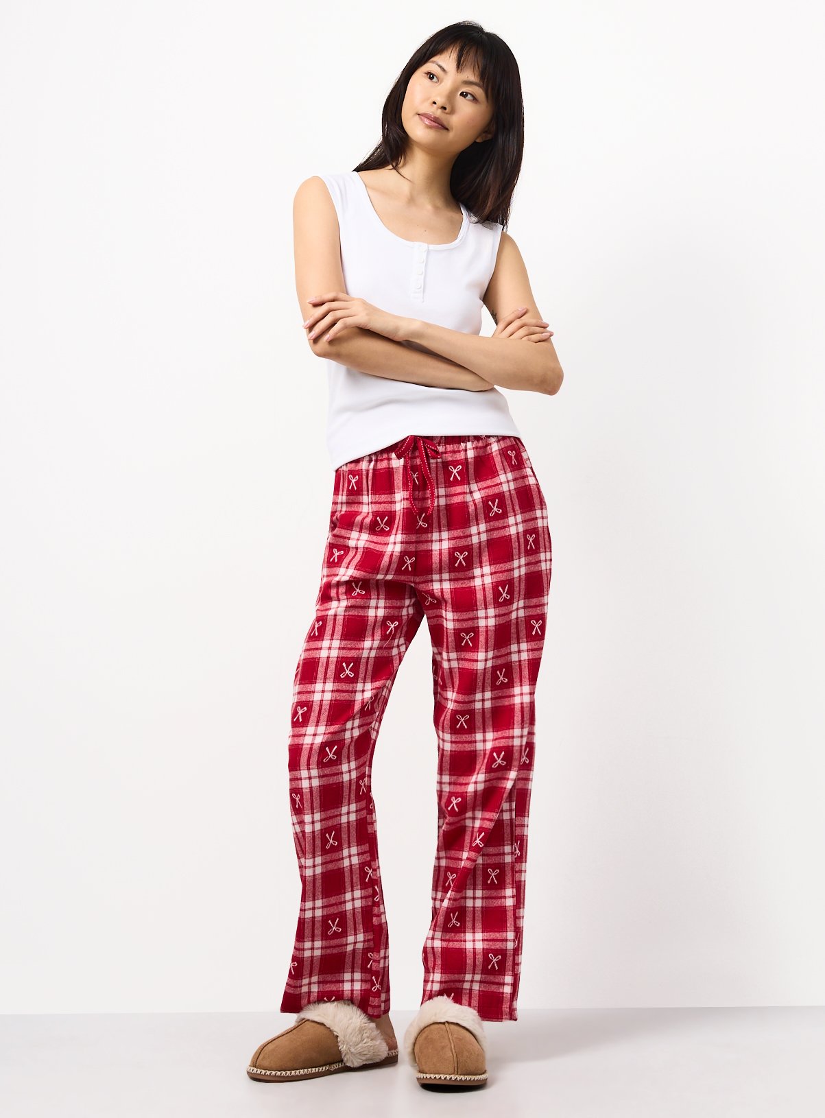 Pink Bow Check Jacquard Pure Cotton Pyjama Bottoms XL - Image 2 thumbnail
