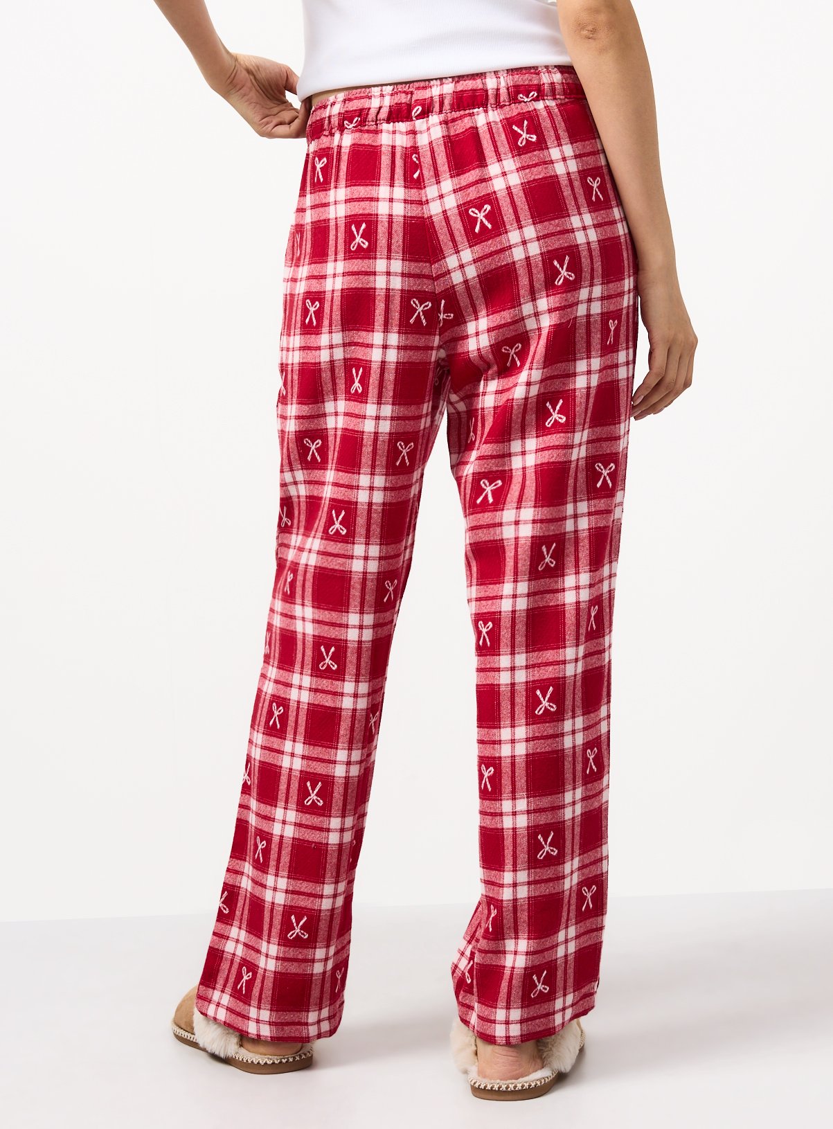 Pink Bow Check Jacquard Pure Cotton Pyjama Bottoms XL - Image 4 thumbnail