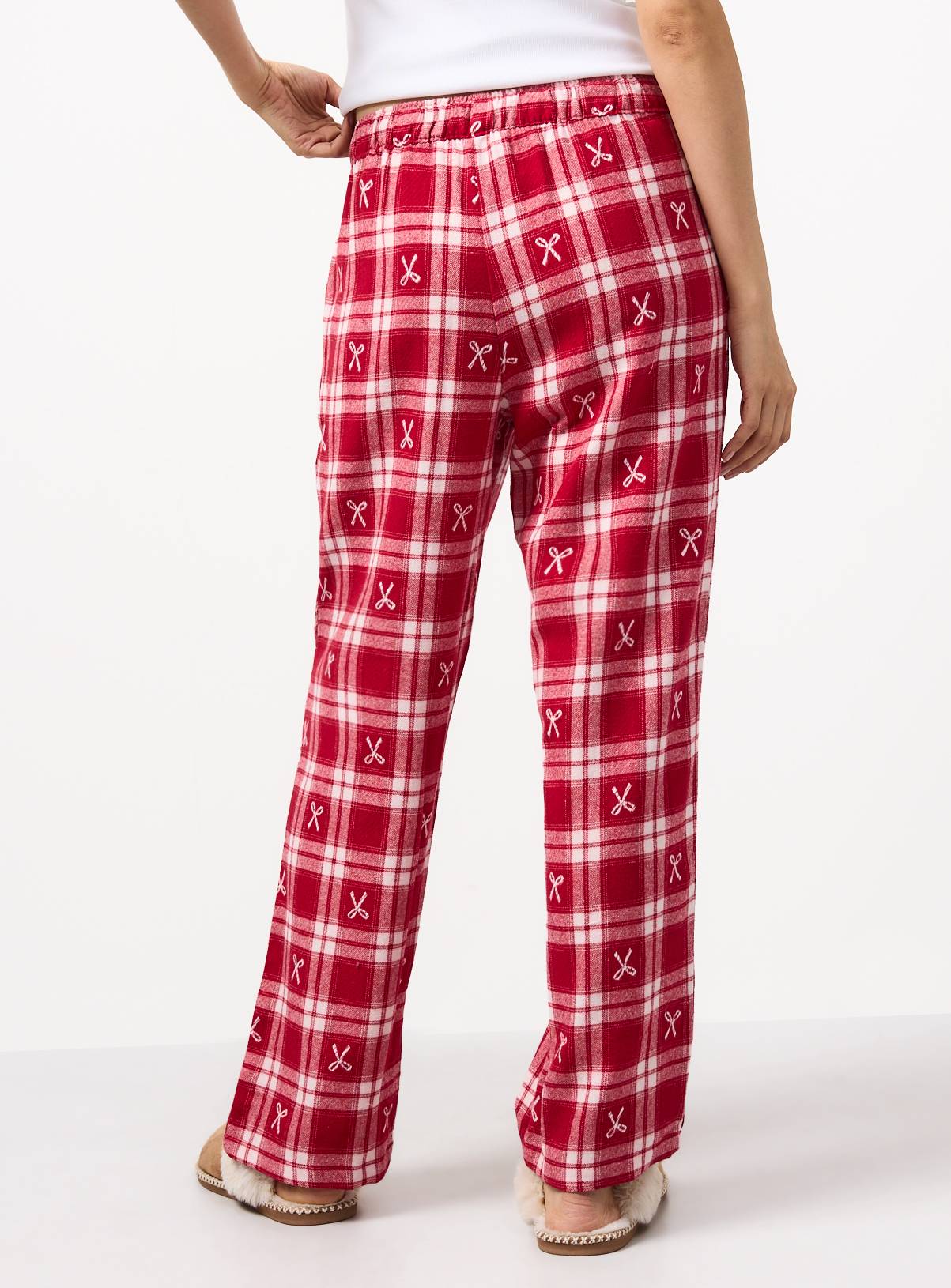 Pink Bow Check Jacquard Pure Cotton Pyjama Bottoms XL - Image 4