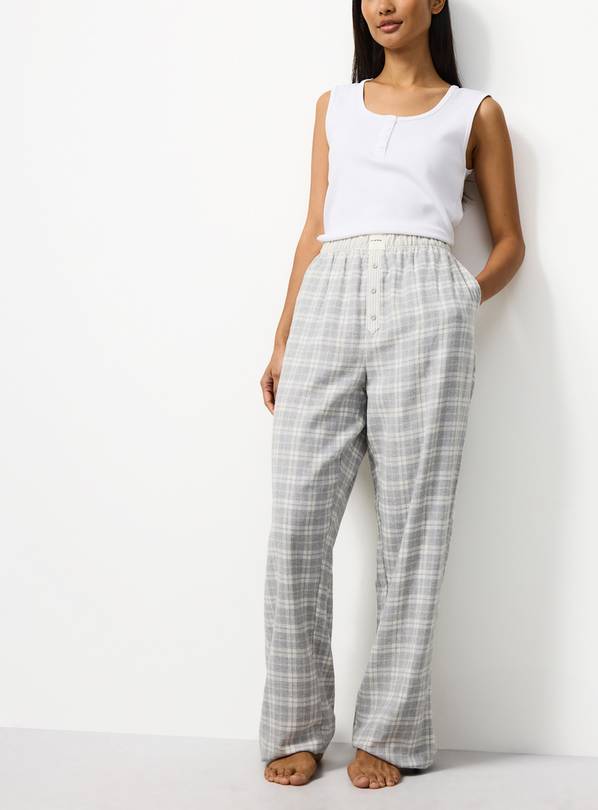 Light Grey Check Pyjama Bottoms M