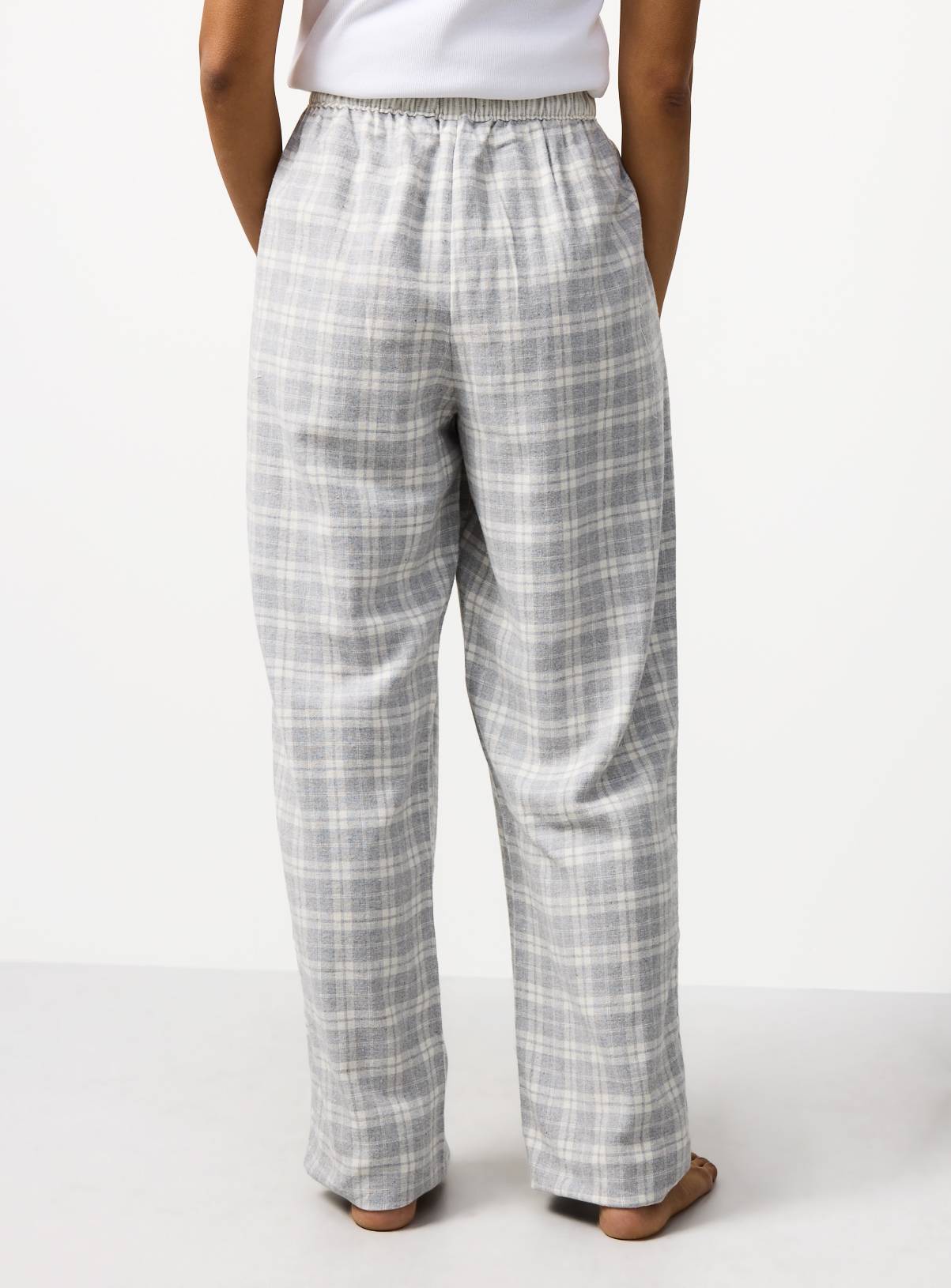 Light Grey Check Pyjama Bottoms S - Image 3