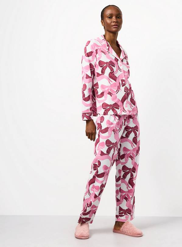 Pink Bow Print Traditional Pyjamas XXL
