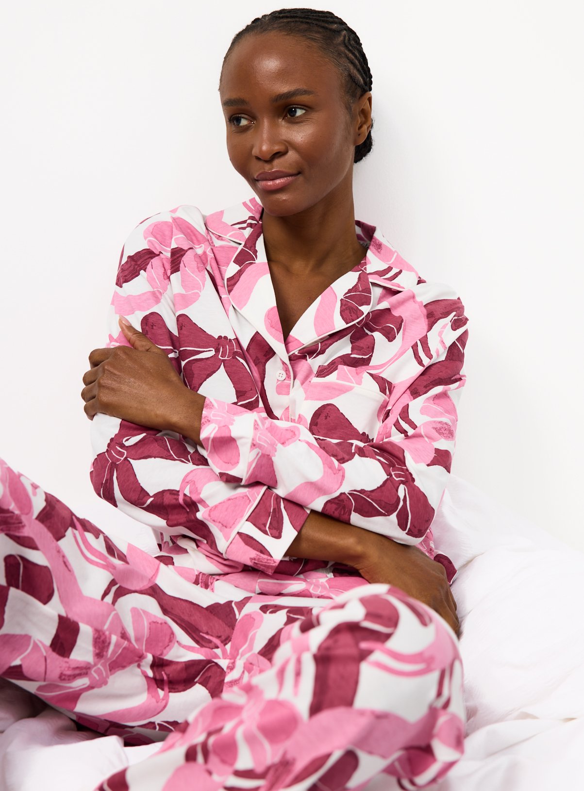 Pink Bow Print Traditional Pyjamas XL - Image 2 thumbnail