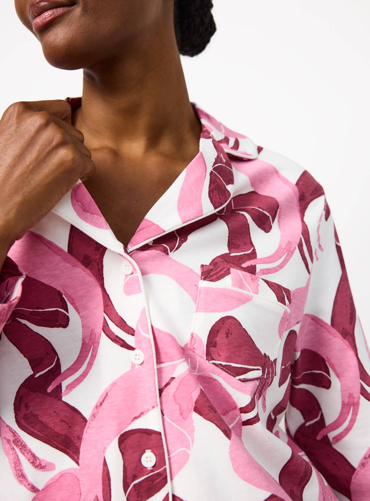 Pink Bow Print Traditional Pyjamas XL - Image 3