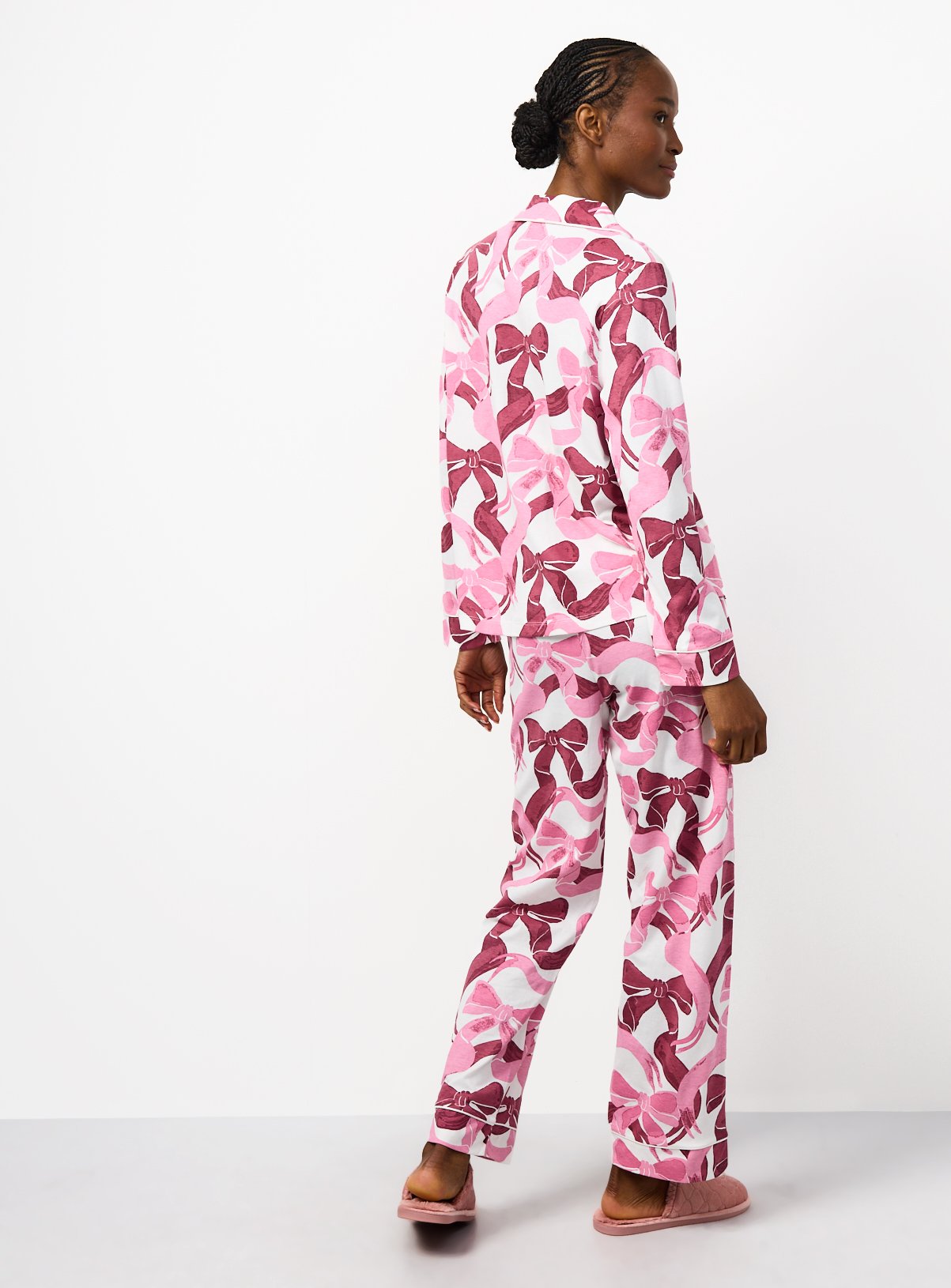 Pink Bow Print Traditional Pyjamas XL - Image 4 thumbnail