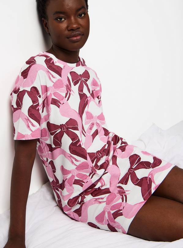 Pink & Red Large Bow Print Sleep Tee  M