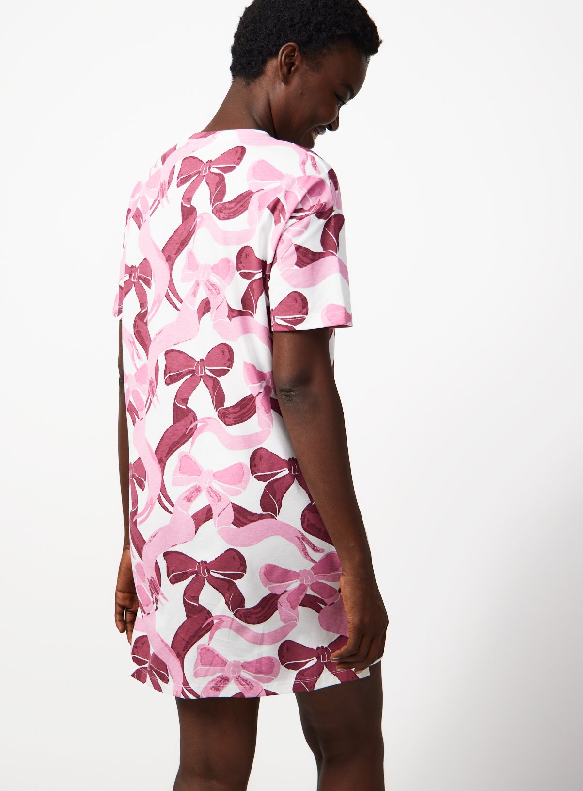 Pink & Red Large Bow Print Sleep Tee  XXL - Image 4 thumbnail
