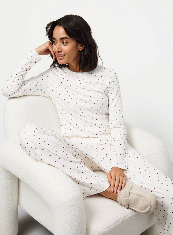 Red Heart Detail Pointelle Pyjama Set XS