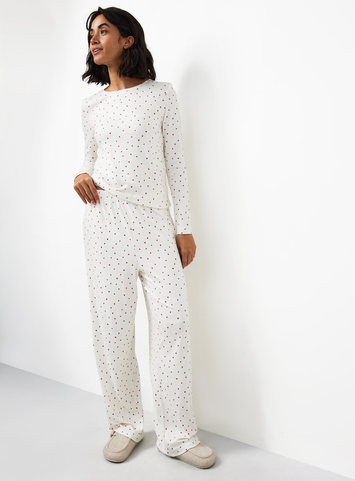 Red Heart Detail Pointelle Pyjama Set S - Image 2 thumbnail