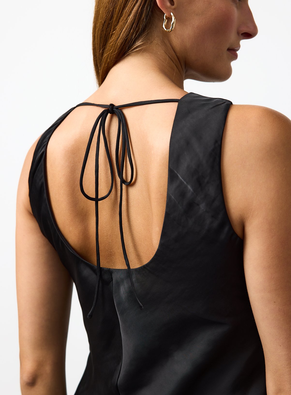 Black Satin Asymmetric Hem Co-ord Top 6 - Image 2 thumbnail