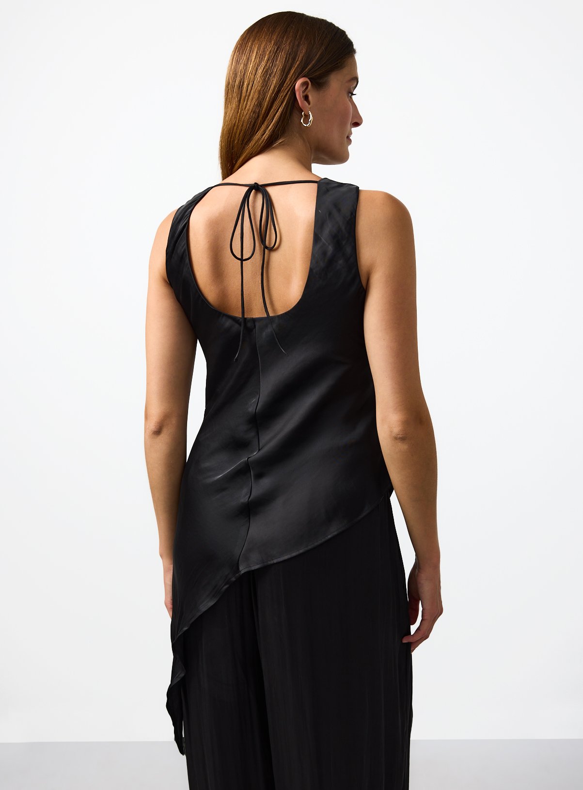 Black Satin Asymmetric Hem Co-ord Top 6 - Image 3 thumbnail