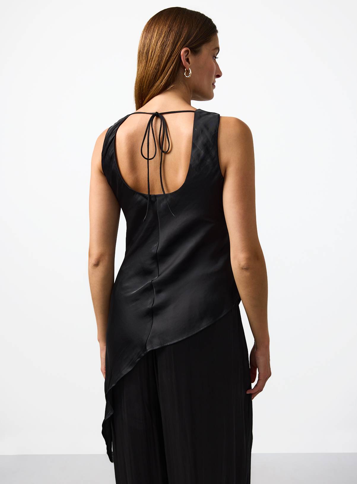Black Satin Asymmetric Hem Co-ord Top 6 - Image 3