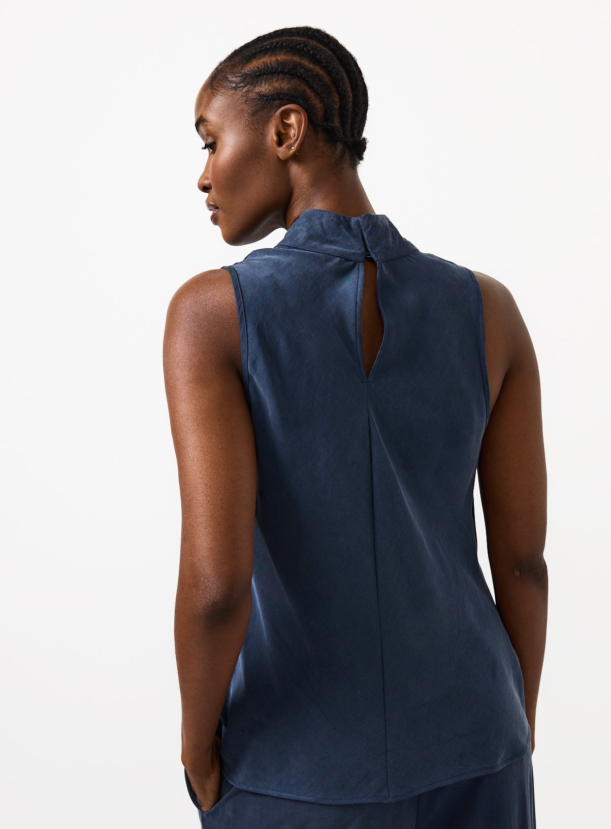Navy Sleeveless Cowl Neck Top 12 - Image 4 thumbnail