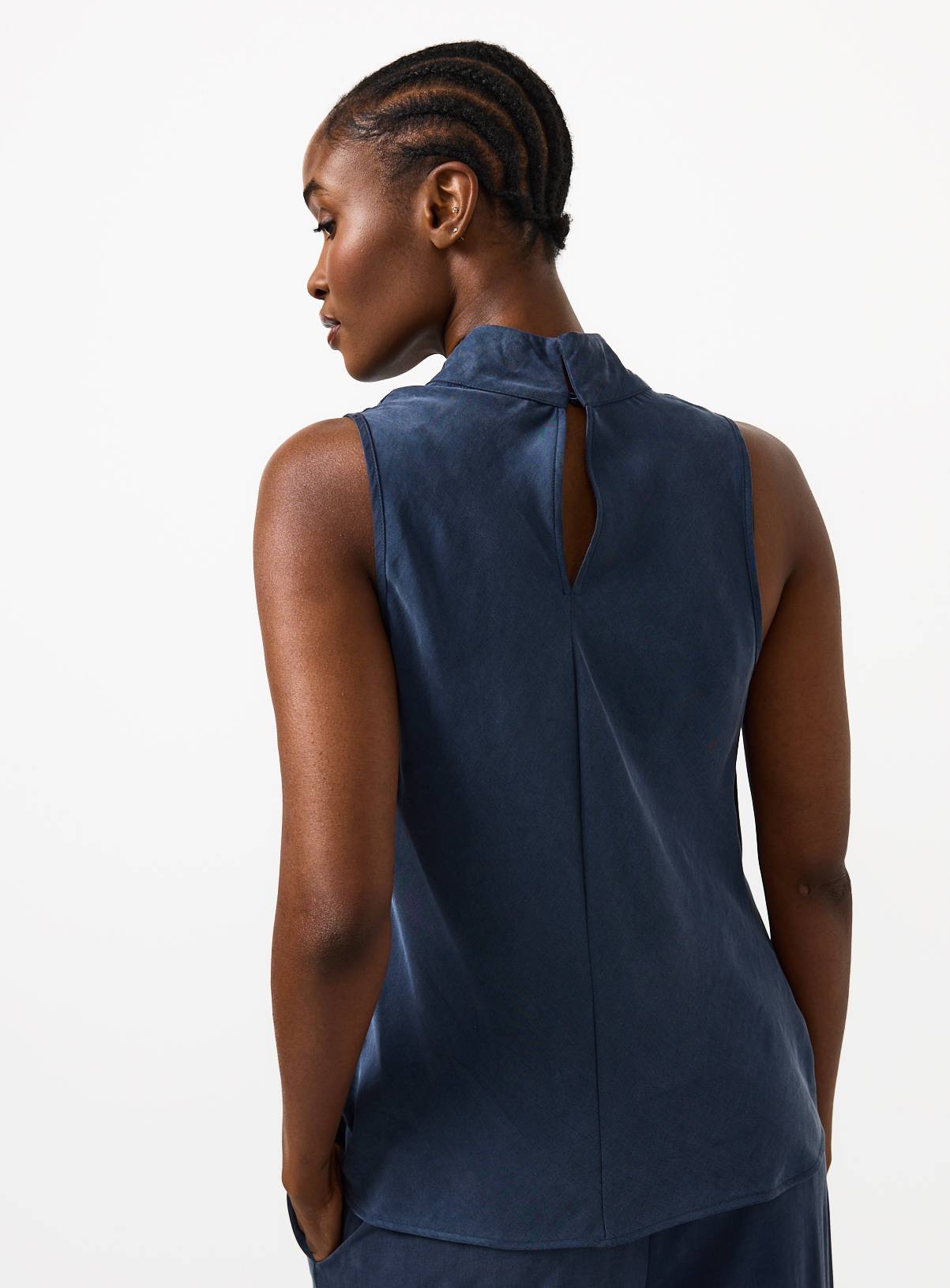 Navy Sleeveless Cowl Neck Top 12 - Image 4