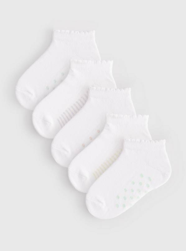 White Footbed Print Trainer Socks 5 Pack 9-12 Infant
