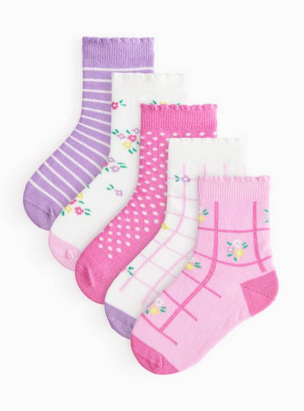 Ditsy Floral Print Ankle Socks 5 Pack 6-8.5 Infant