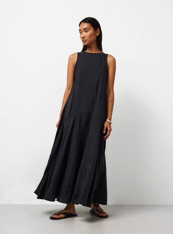 Black Sandwash Sleeveless Midi Dress 16