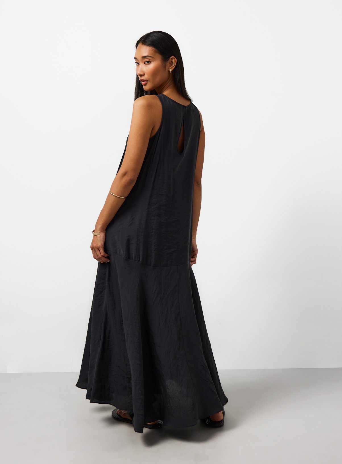 Buy Black Sandwash Sleeveless Midi Dress 8 | Midaxi | Tu