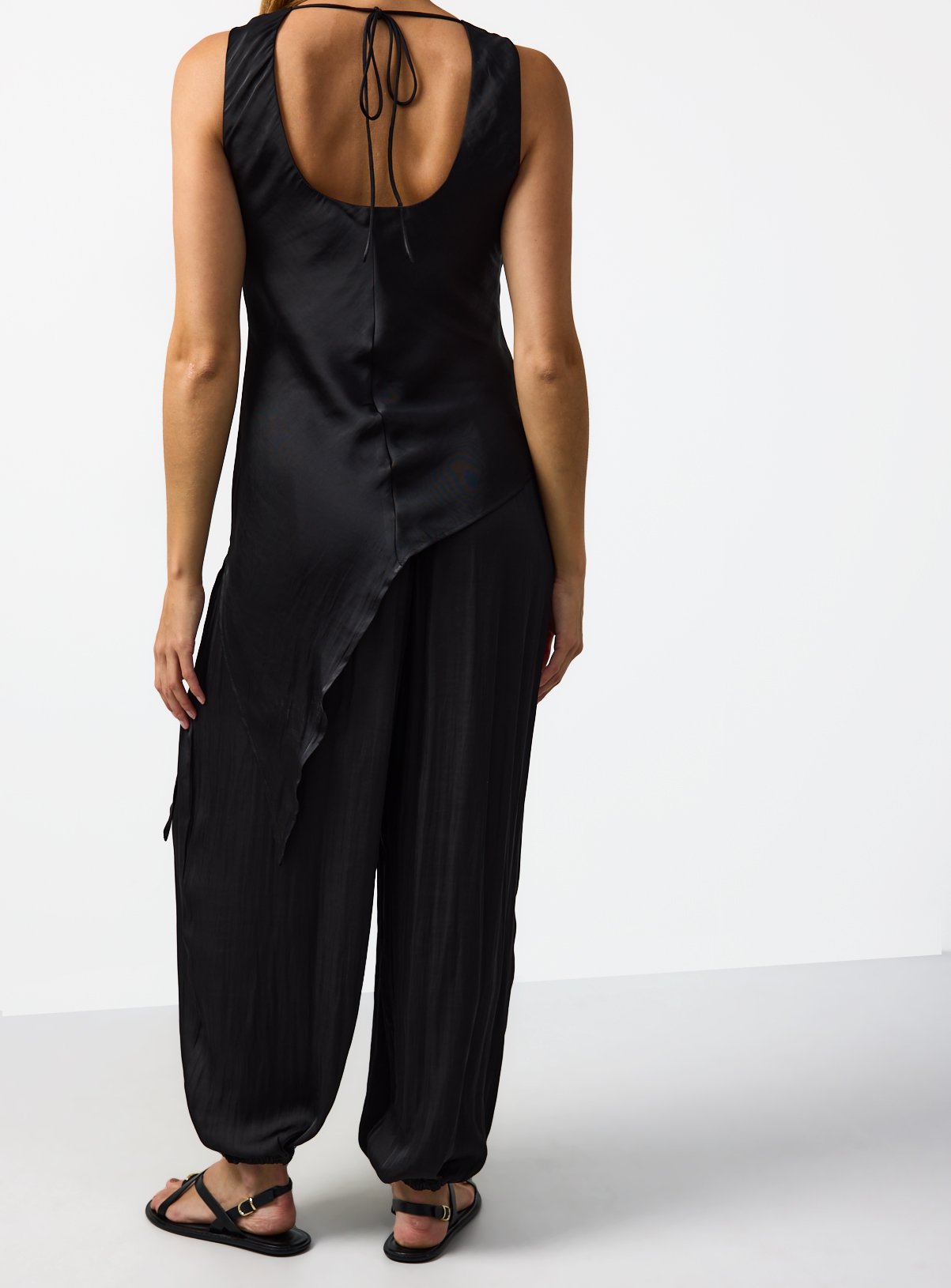 Black Satin Balloon Leg Co-ord Trousers 14 - Image 3 thumbnail