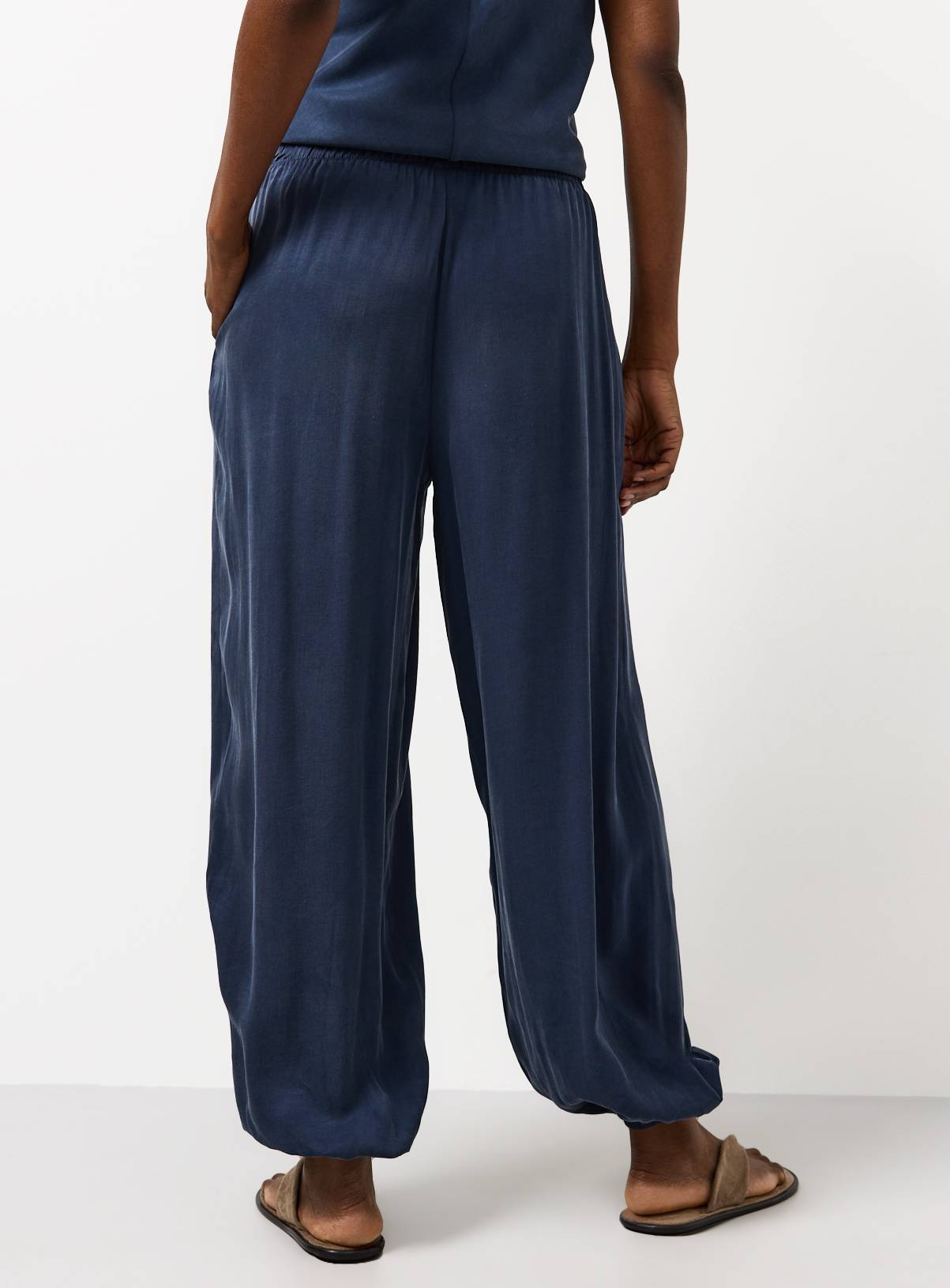Navy Sandwash Balloon Leg Co-ord Trousers 12 - Image 4