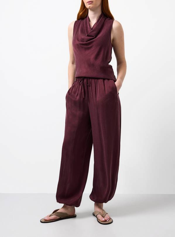 Purple Sandwash Balloon Leg Co-ord Trousers 22