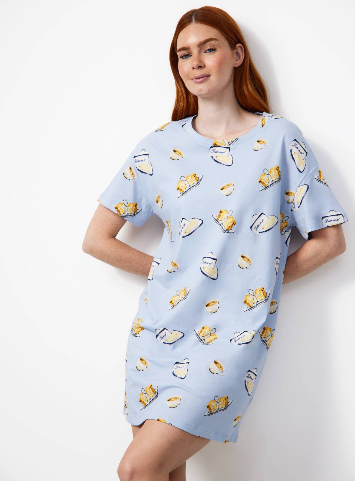 Blue Butter & Toast Print Sleep T-Shirt XXL - Image 2